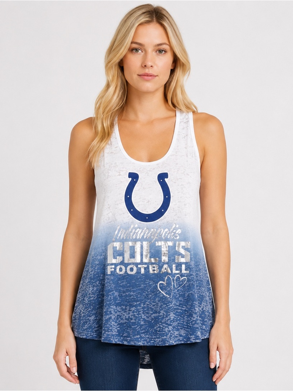 NFL Teens Apparel Indianapolis Colts Burnout Racer Back Tank Top Size L (11-13)